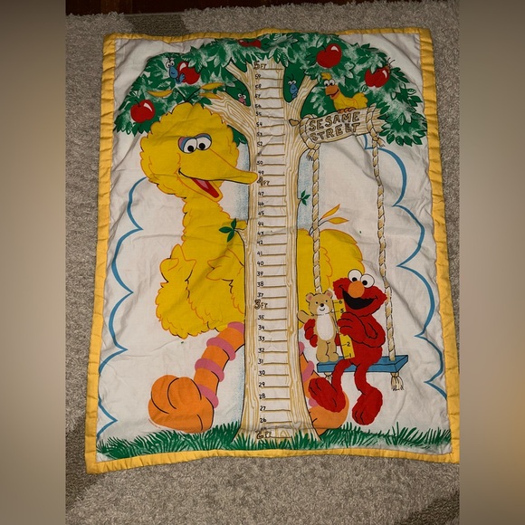 Other - Handmade baby blanket quilt Sesame Street big bird Elmo vintage growth chart